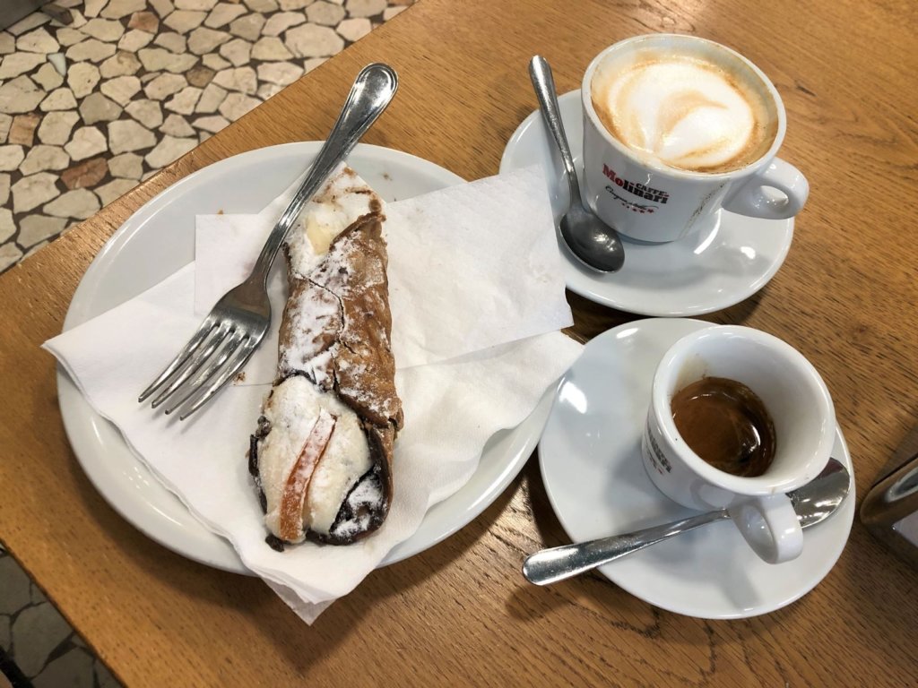 cannoli, espresso and cappuccino in Venice, Italy