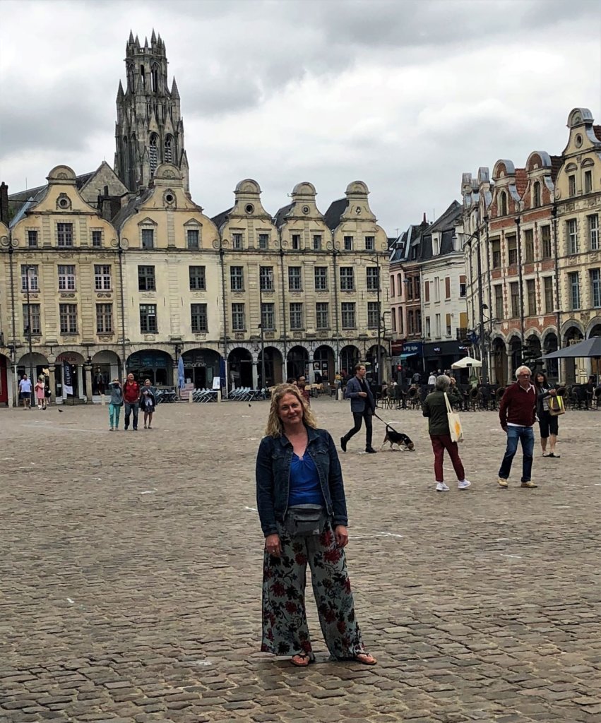 Relaxing and enjoying the afternoon in the square of Arras, France.