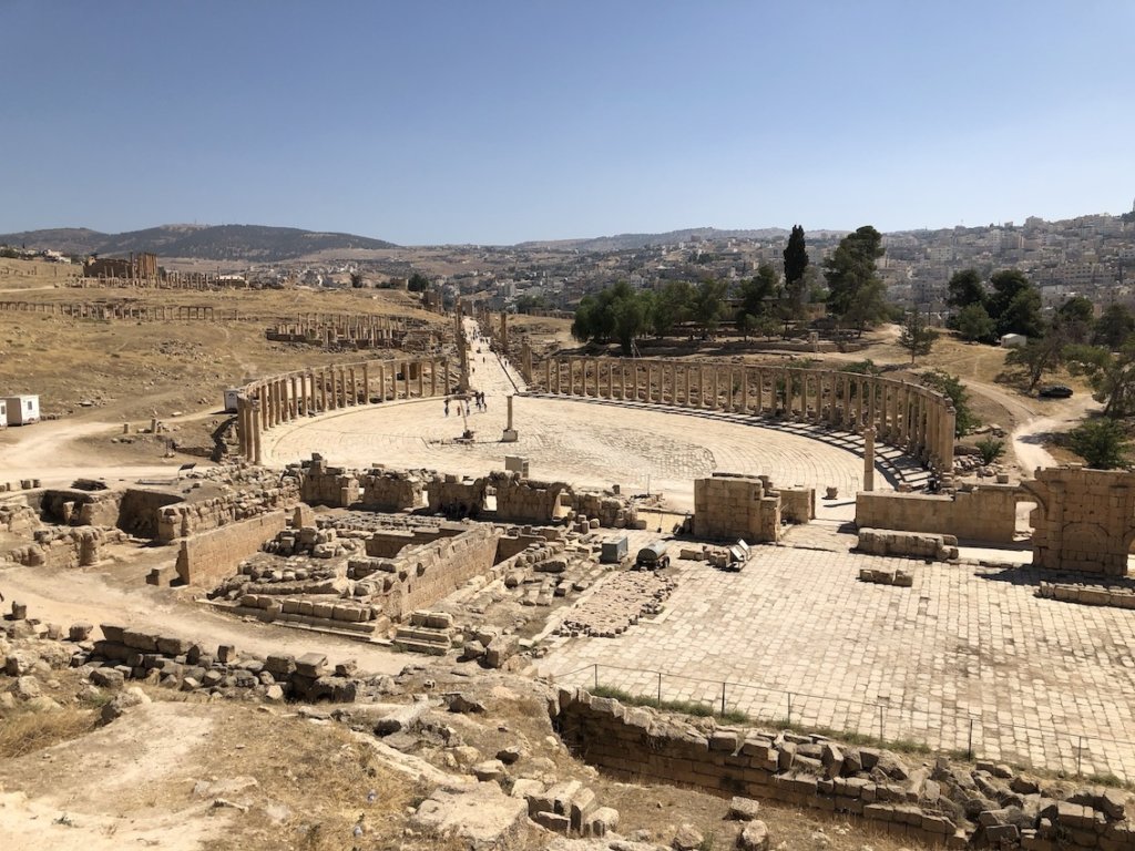 The ruins of the walled Greco-Roman settlement of Jerash (Gerasa)