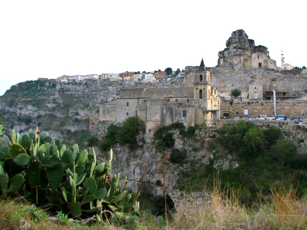 Church of San Pietro Caveoso sits on the edge of the ravine in Matera.