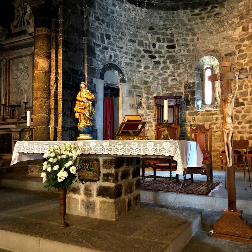 The original altar inside Santa Margherita d’Antiochia medieval church in Vernazza Cinque Terre