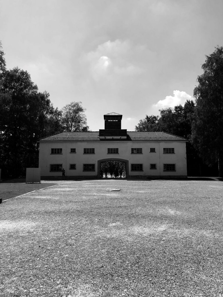 The main gate of Dachau Concentration Camp from the inside