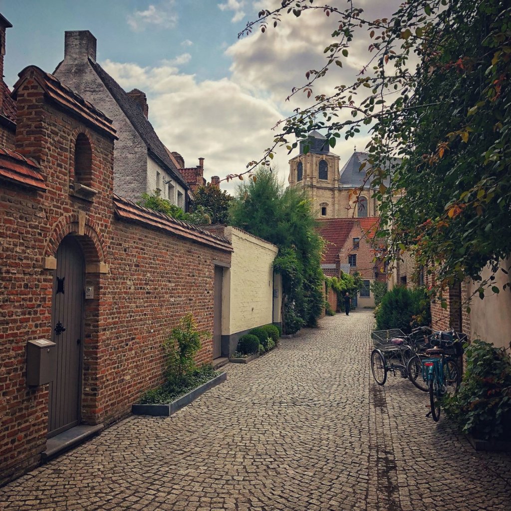 The streets of the small beguinage in Mechelen, Belgium