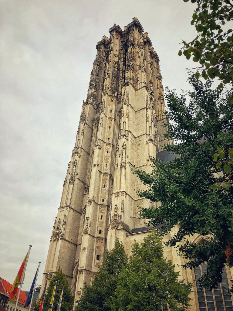 The tower of Saint Rumbold's Cathedral in Mechelen, Belgium