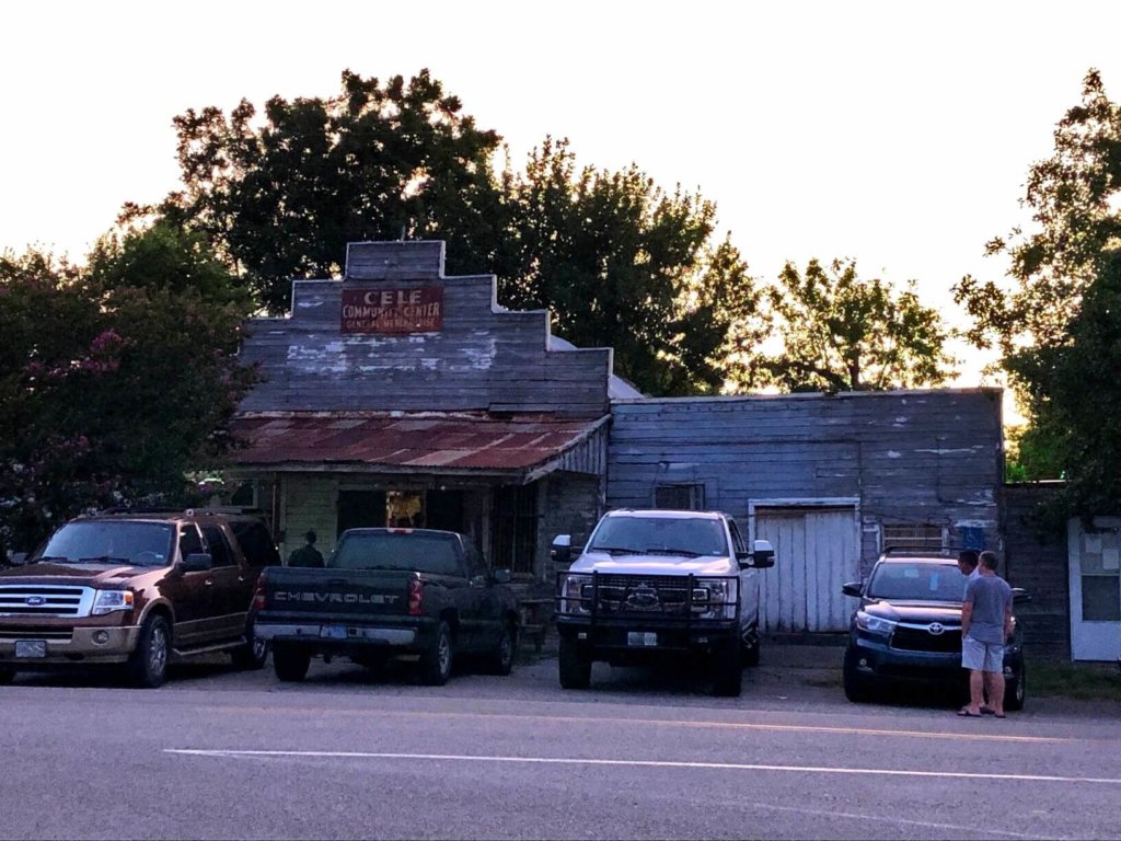 Cele General Store with cars parked in front.