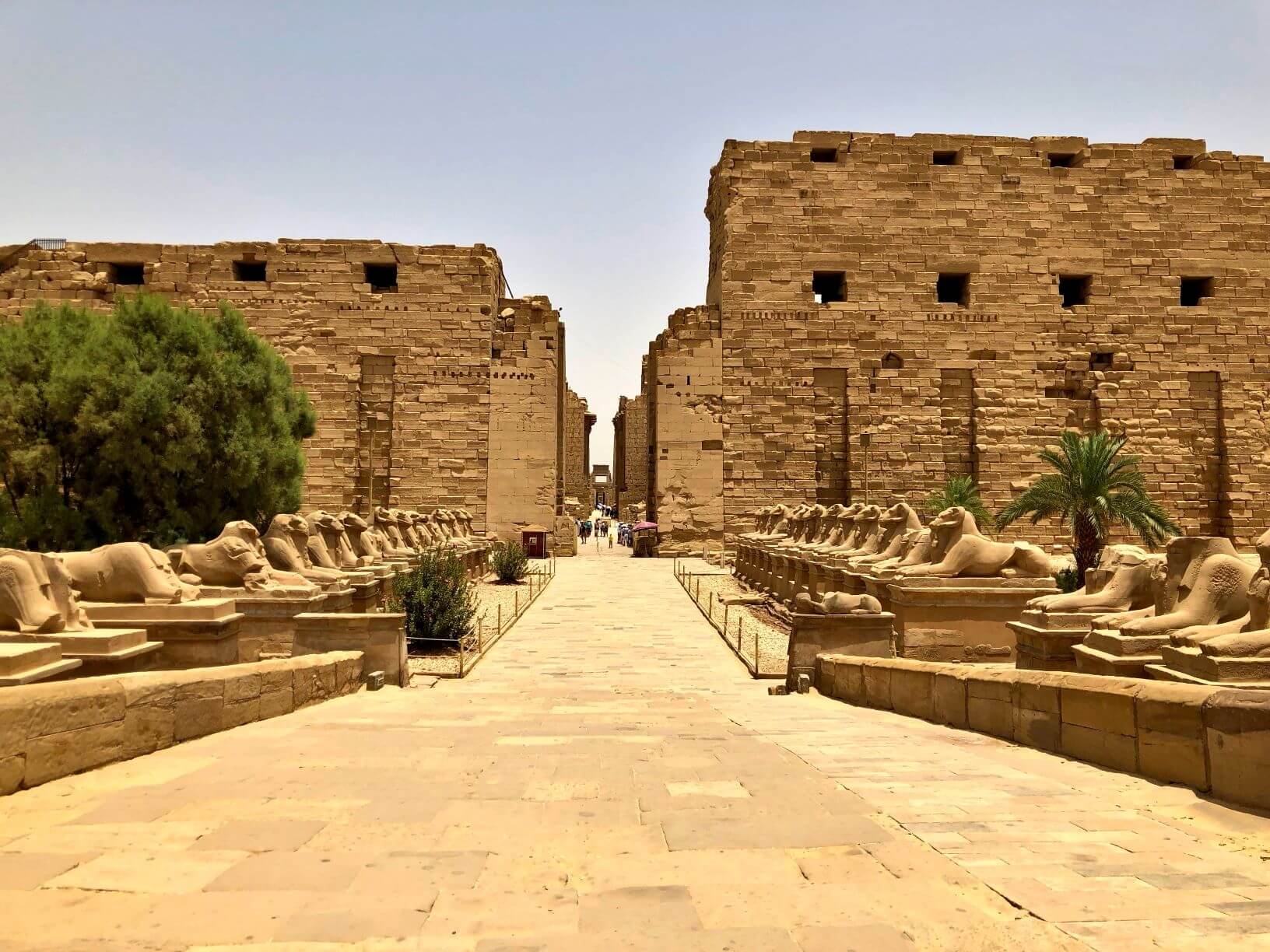 temple of karnak in egypt with avenue of the sphinxes.