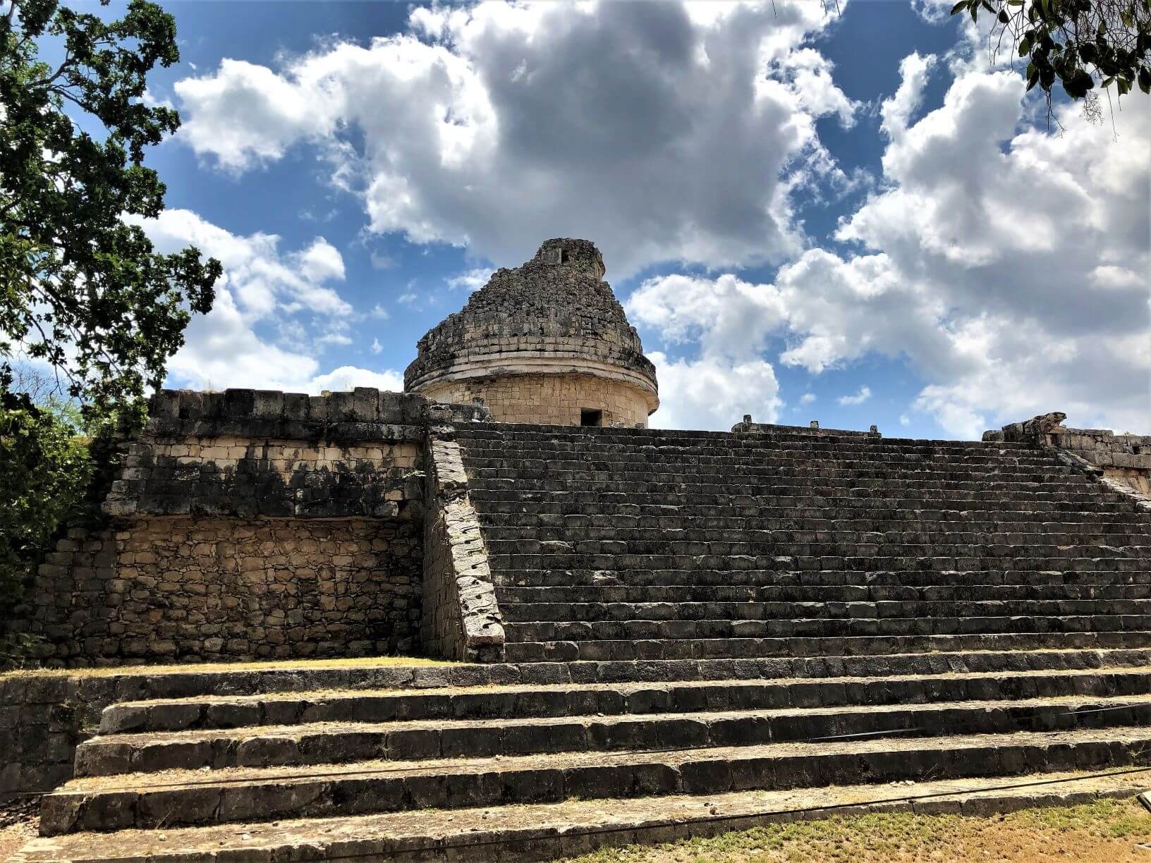 Mayan ruins at Chichen Itza. The observatory with stairs.