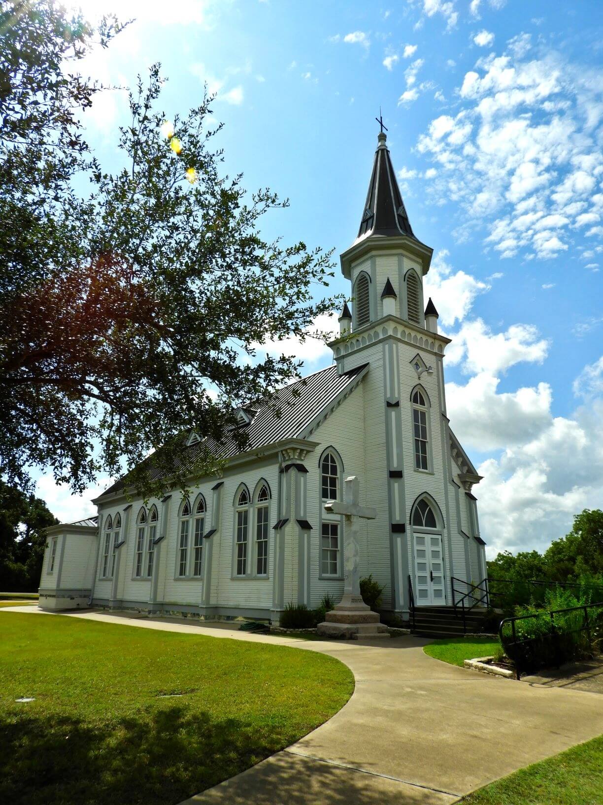 white country church in Dubina Texas Painted Churches